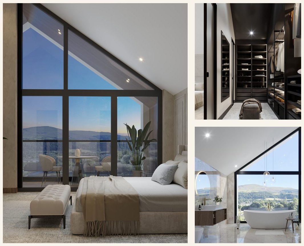 Master suite — bedroom, dressing room, ensuite
