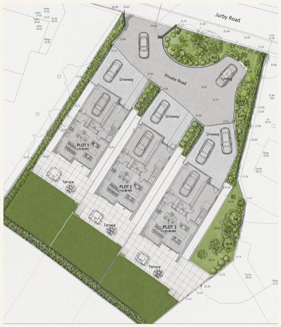 Site layout looking south from Jurby Road